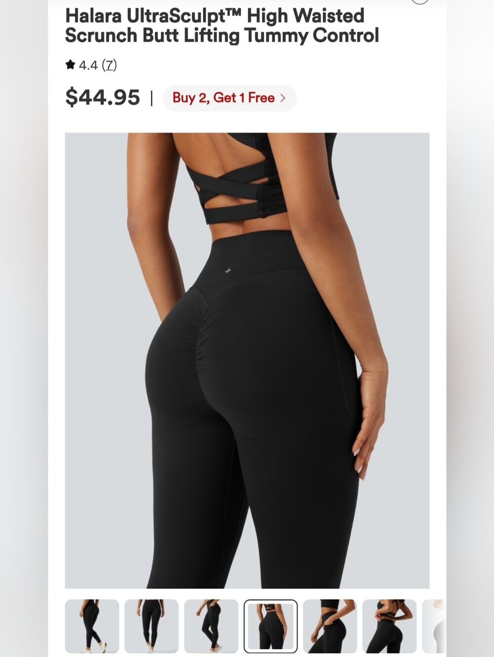 HALARA Black High-Waisted Scrunch Butt Leggings Tummy Control Size Small NWT